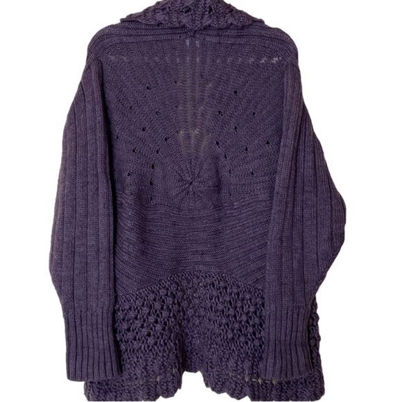 Roz & Ali Purple Crochet Wool Cocoon Cardigan Sweater Plus Size 22/24 - Picture 2 of 8